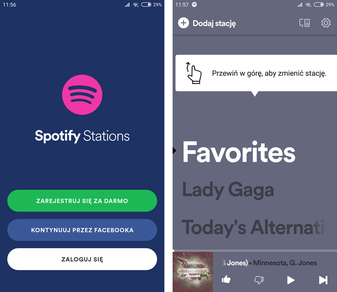 Zaloguj się do Spotify Stations