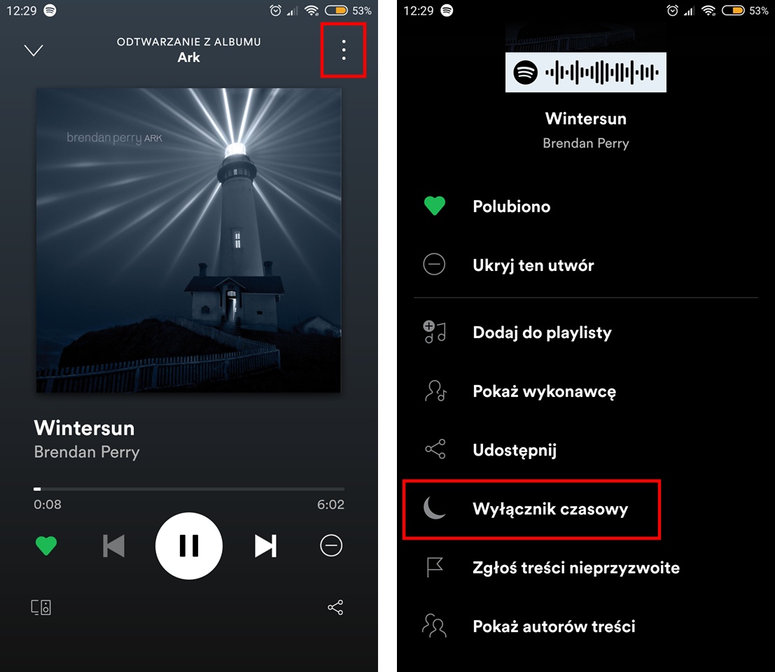 Ustaw wyłącznik czasowy w Spotify