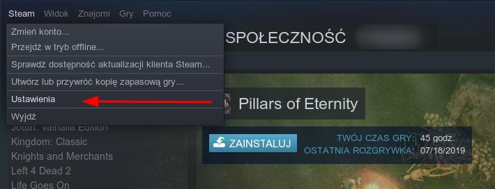 Wejdź do ustawień Steam