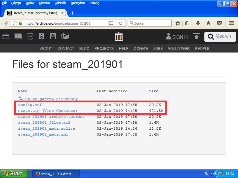 Pobierz pliki Steam.zip oraz Config.vdf