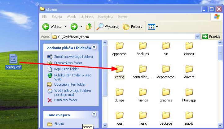 Zastąp plik config.vdf w podfolderze config w Steam