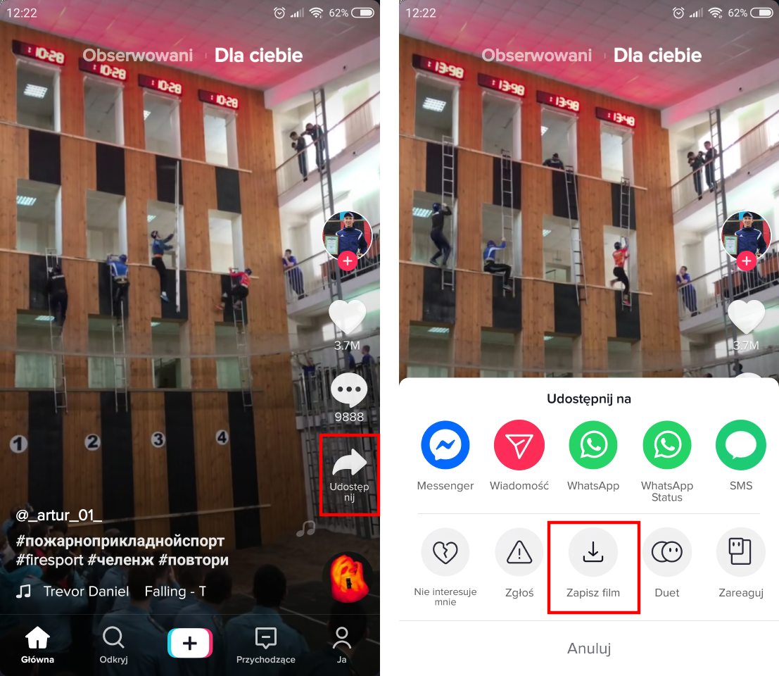 TikTok - zapisz film