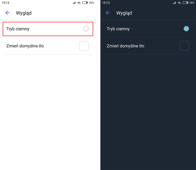 Viber - włącz tryb ciemny