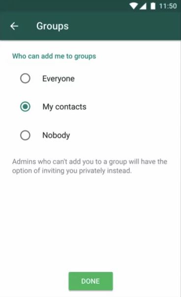 Ustawienia prywatności w grupach Whatsapp