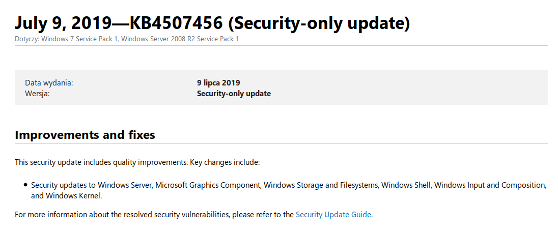 Informacje o aktualizacji KB4507456