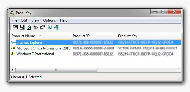 ProduKey - odczytaj klucz z Windows 7