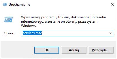 Wywołaj okno usług