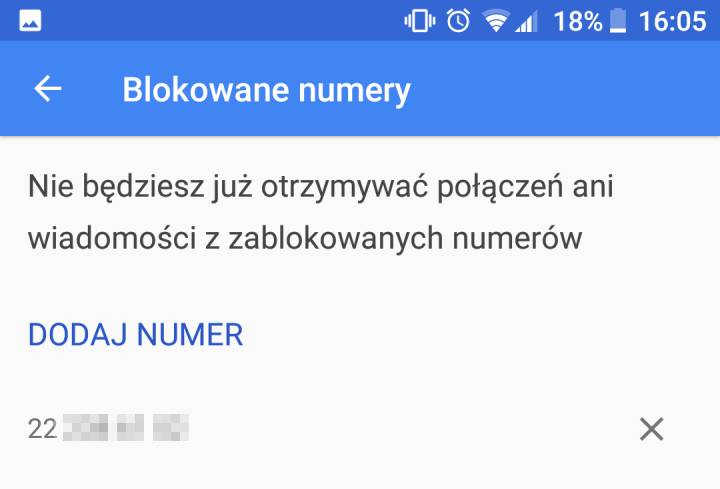 Dodaj numer do blokowanych