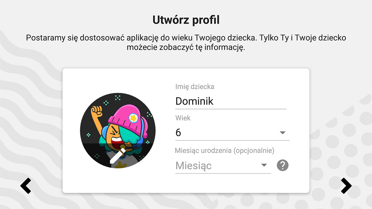 Utwórz profil dla dziecka i ustaw jego wiek