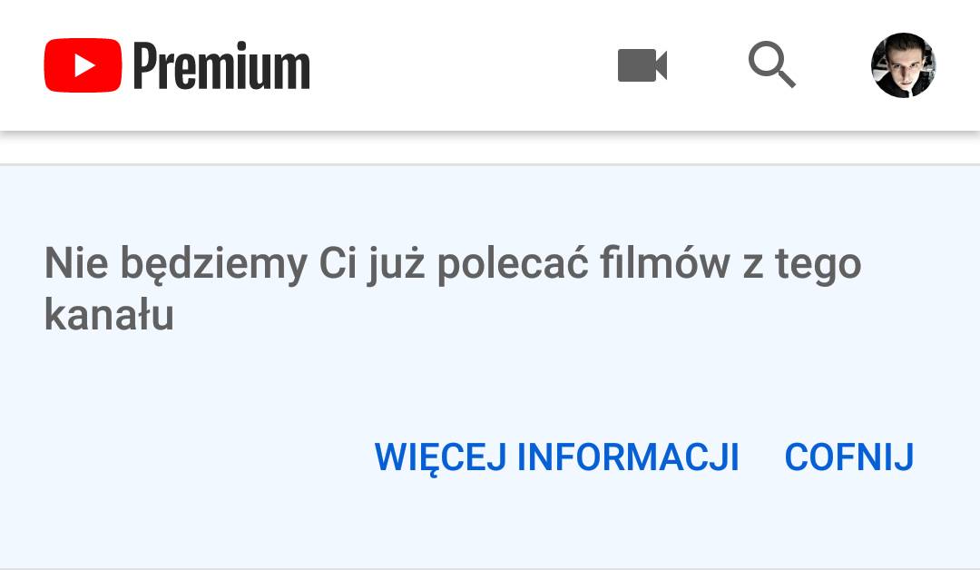 Potwierdzenie usunięcia kanału z polecanych