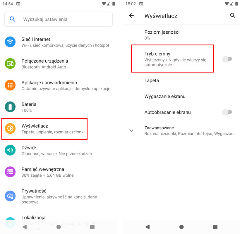 Wejdź do ustawień wyświetlacza w Android 11