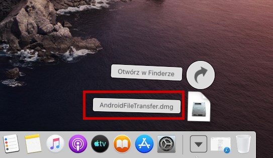 Włącz plik dmg z Android File Transfer
