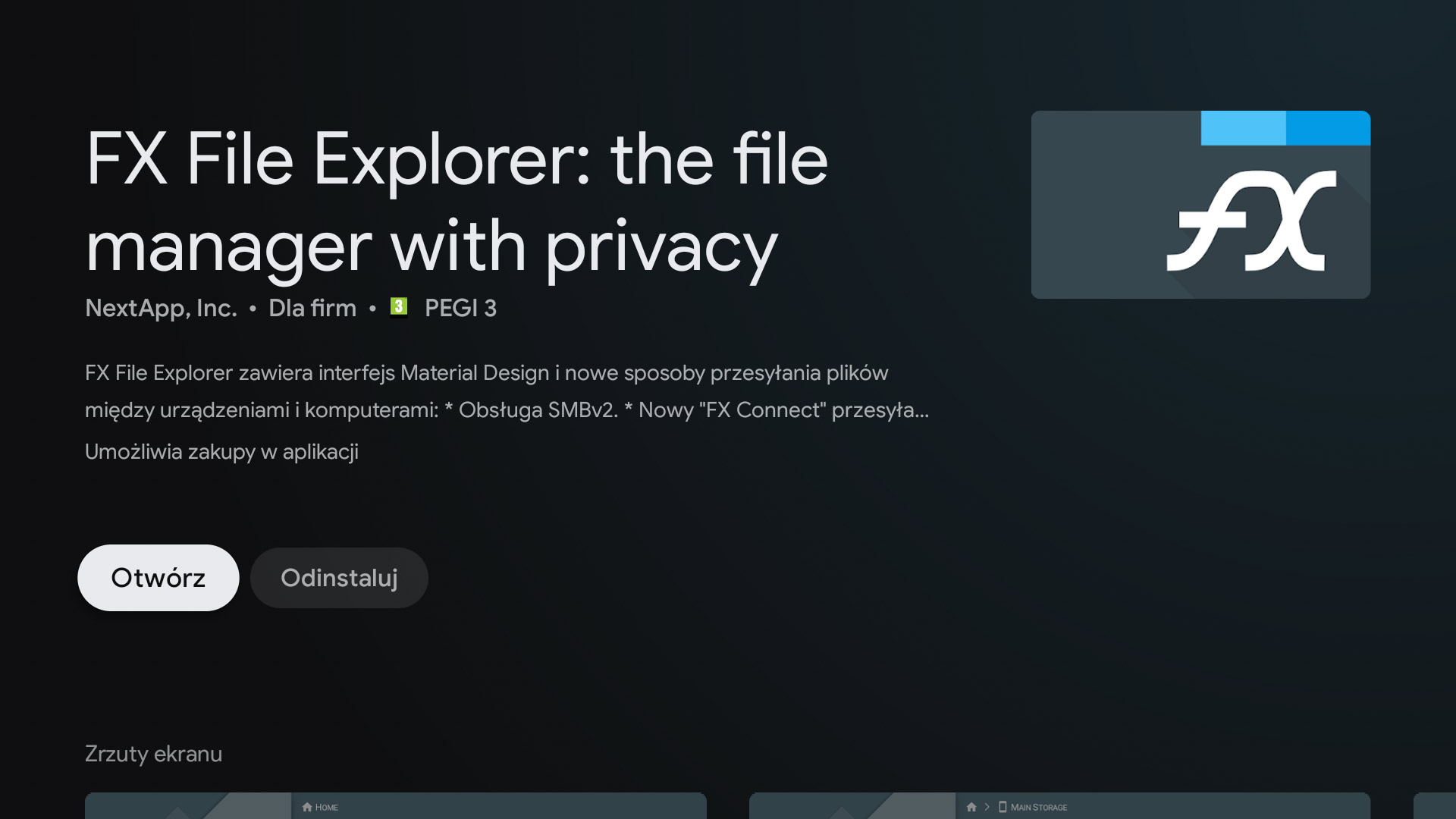 Zainstaluj i uruchom FX File Explorer
