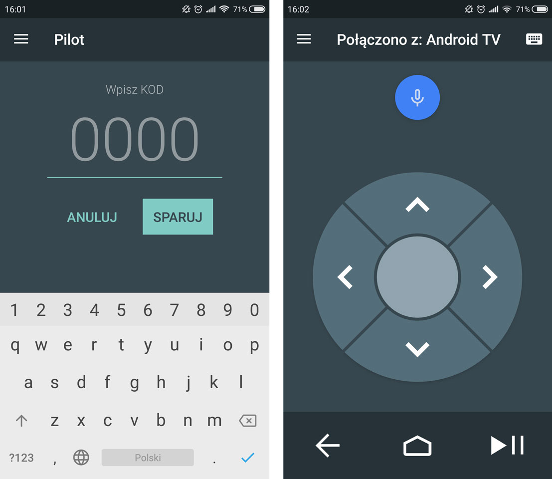 Sterowanie Android TV za pomocą telefonu