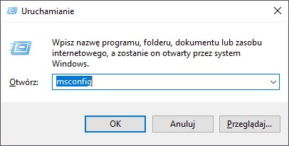 Wywołaj okno msconfig