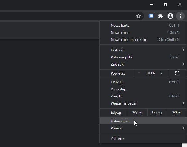 Wejdź do ustawień Chrome