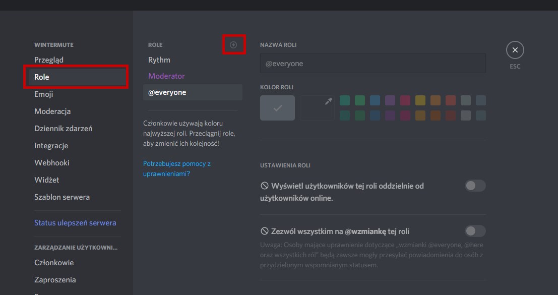 Stwórz nową rolę w Discord