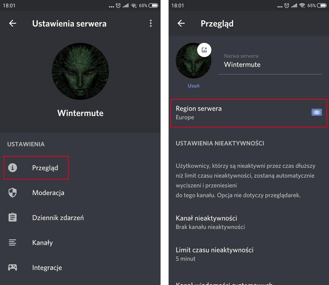 Zmień region serwera Discord w aplikacji mobilnej