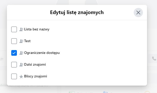 Dodaj znajomego do listy ograniczonego dostępu