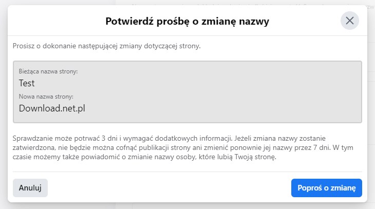 Poproś o zmianę nazwy