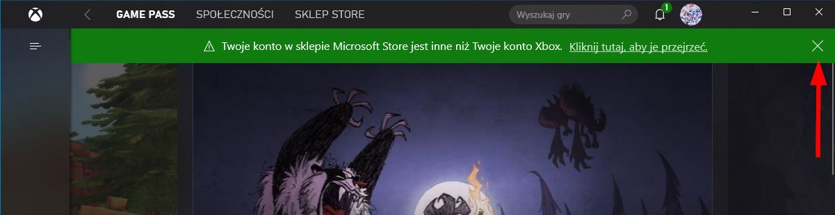 Komunikat o innych kontach Store i Xbox