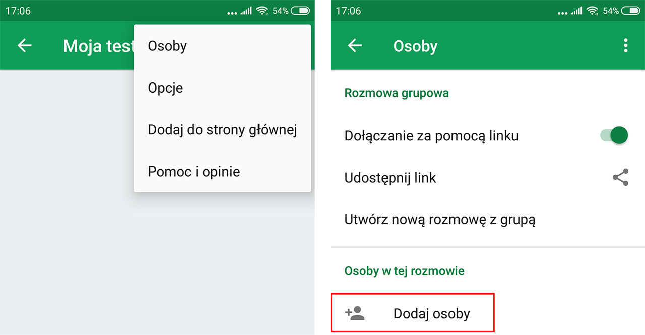 Dodaj nowe osoby do grupy