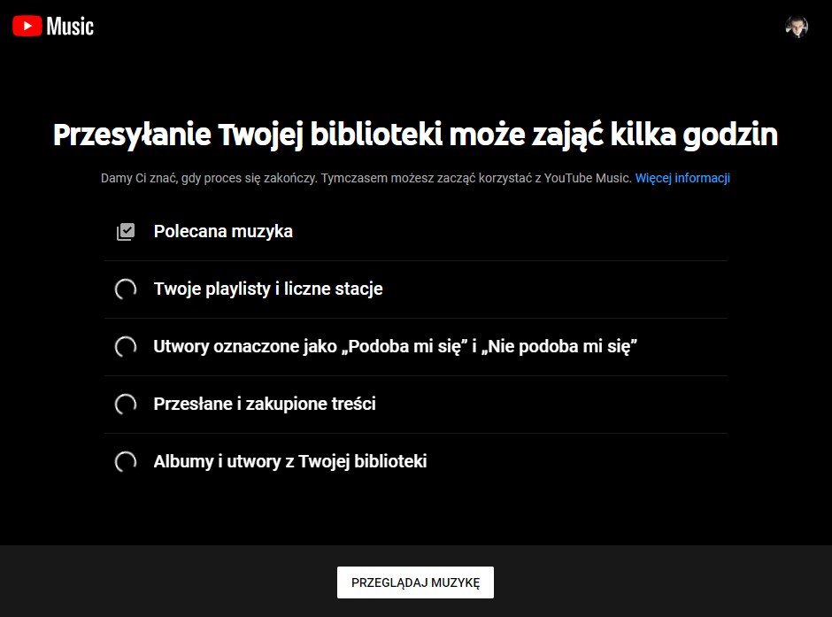 Przesyłanie danych do YouTube Music