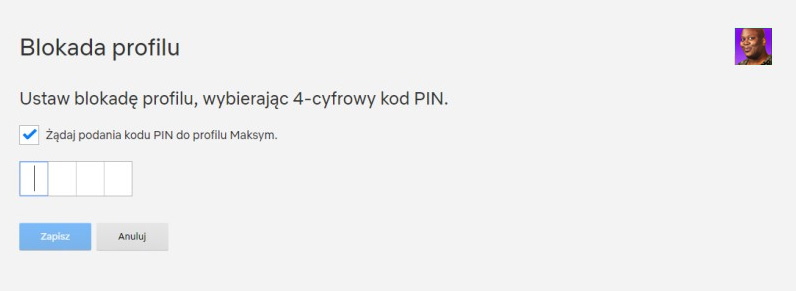 Utwórz blokadę profilu kodem PIN na Netflix