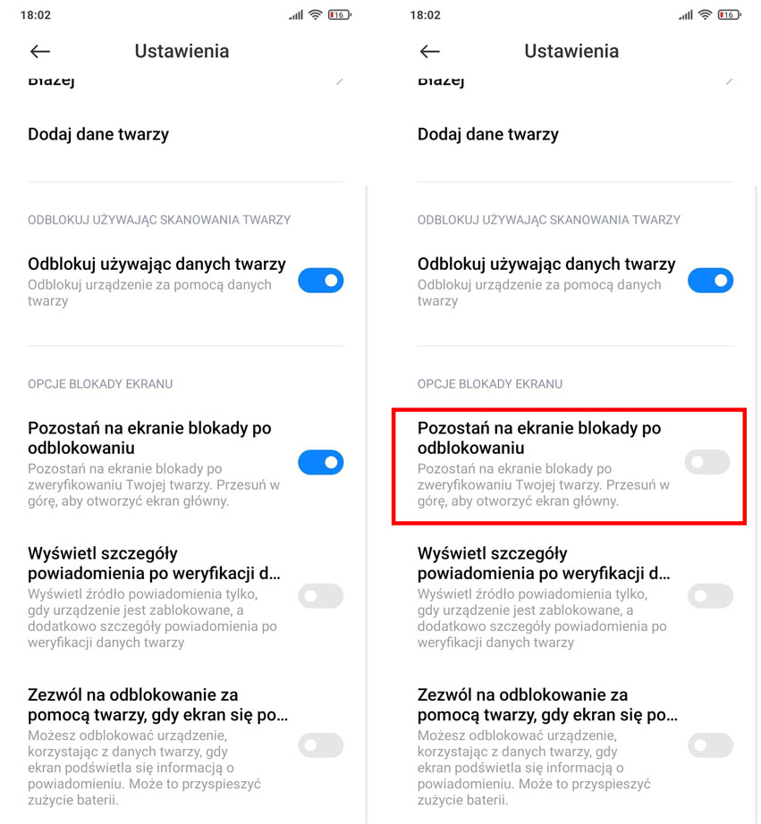 Automatyczne opuszczanie ekranu blokady