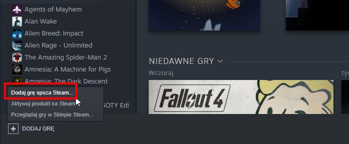 Dodaj grę spoza Steam