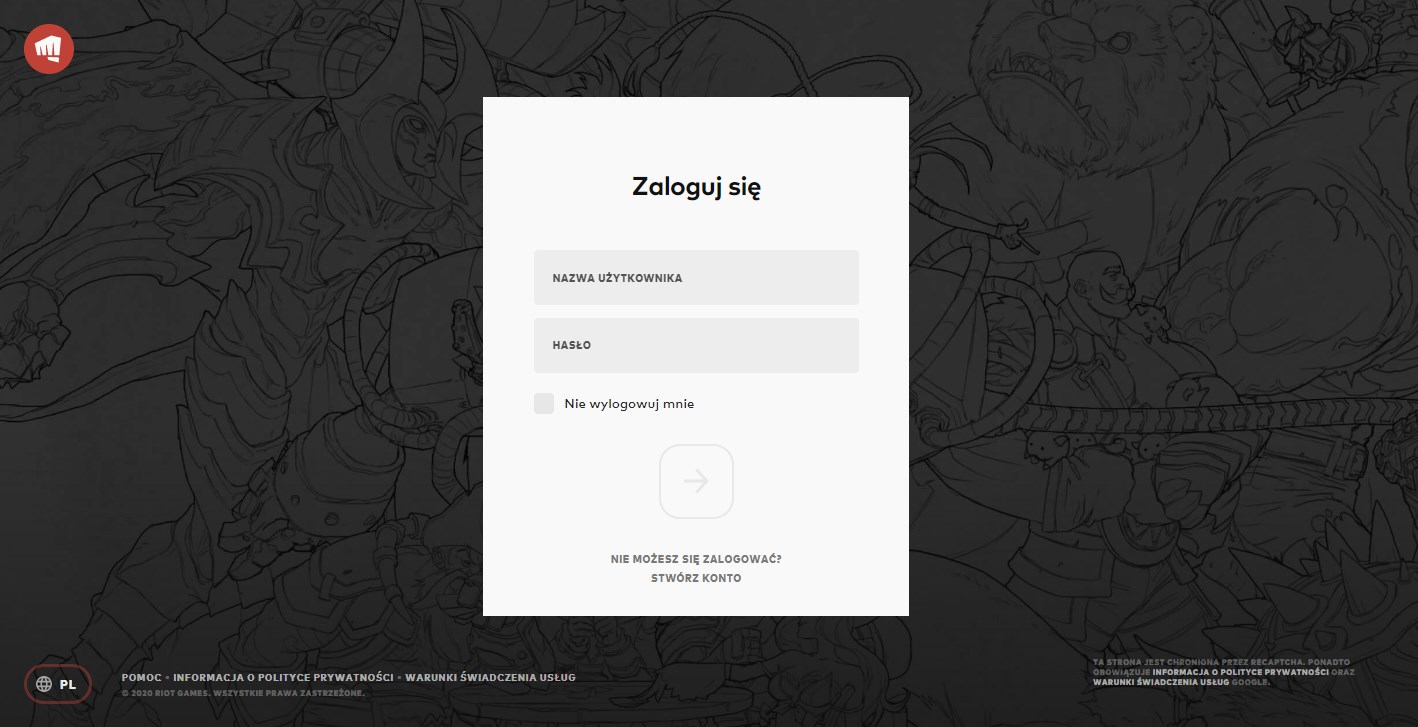 Zaloguj się na konto Riot Games