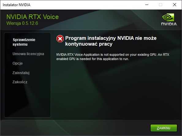 Uruchom instalator RTX Voice