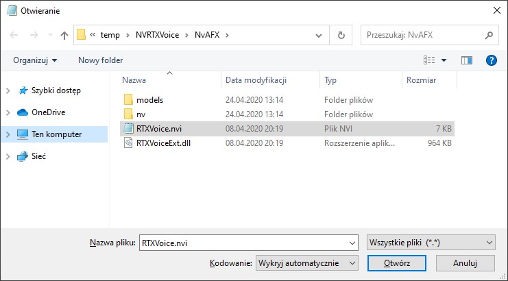 Otwórz plik RTXVoice.nvi