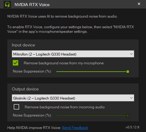 Włącz odszumianie mikrofonu w RTX Voice