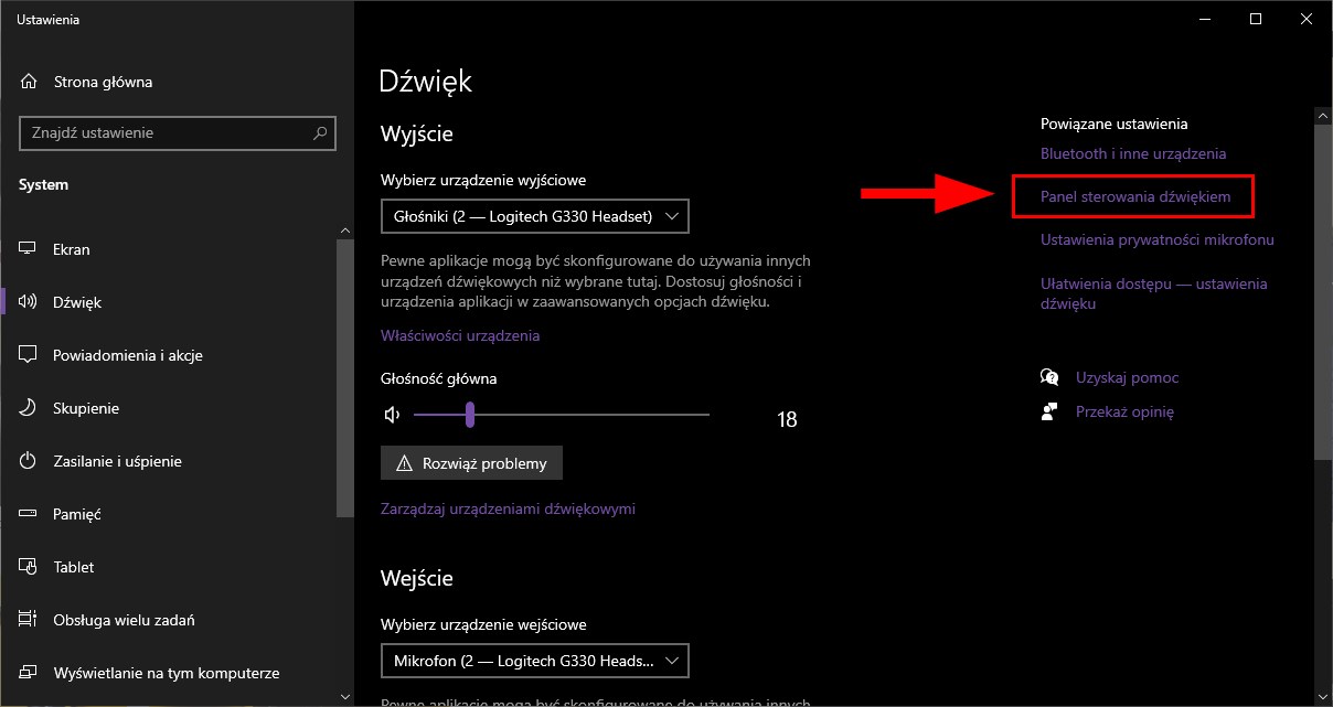 Wejdź do ustawień dźwięku w Windows 10