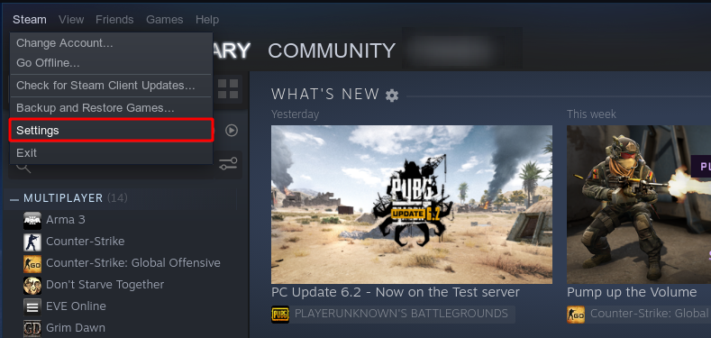 Wejdź do ustawień Steam