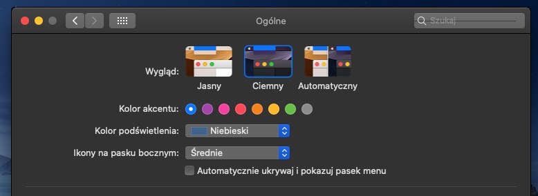 Włącz tryb ciemny w macOS