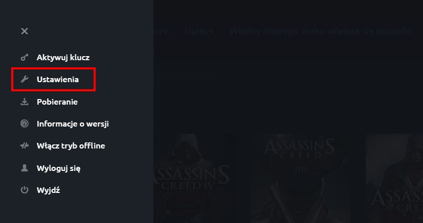 Wejdź do ustawień UPlay