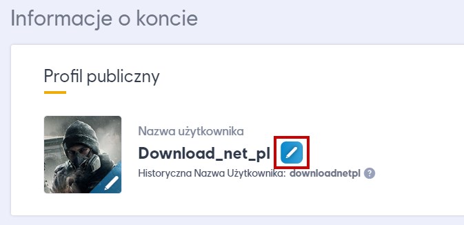 Wybierz opcję edycji nicku