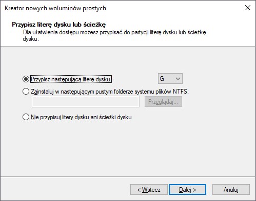 Wybierz literę dysku