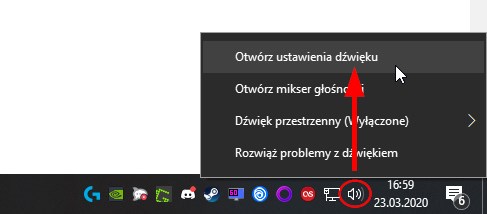 Otwórz ustawienia dźwięku