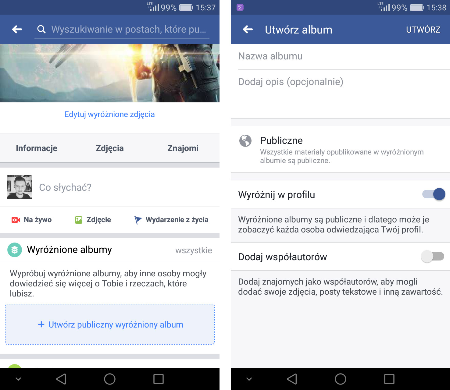 Facebook mobilny - tworzenie nowego wyróżnionego profilu
