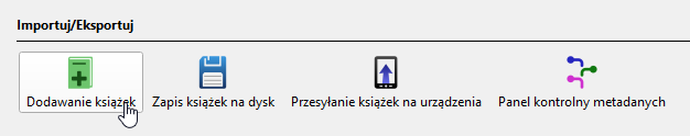 Wejdź do opcji dodawania książek w Calibre