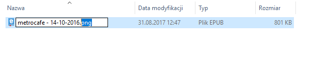 Zmień nazwę rozszerzenia na PNG lub JPG