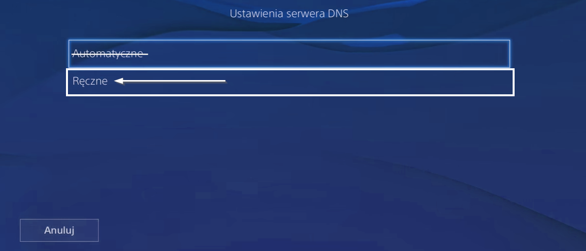 Wybierz ręczne ustawienia DNS