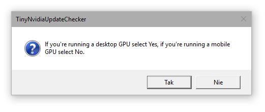 TinyNvidiaUpdateChecker - wybór rodzaju karty graficznej