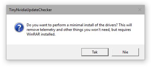 Wybór sposobu instalacji sterowników przez TinyNvidiaUpdateChecker