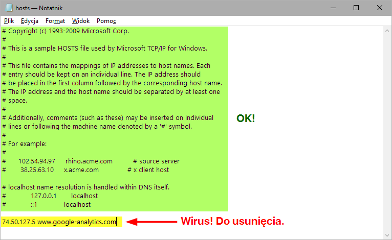 AdWare w pliku HOSTS