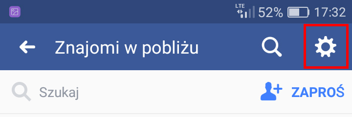 Wejdź do ustawień znajomych w pobliżu