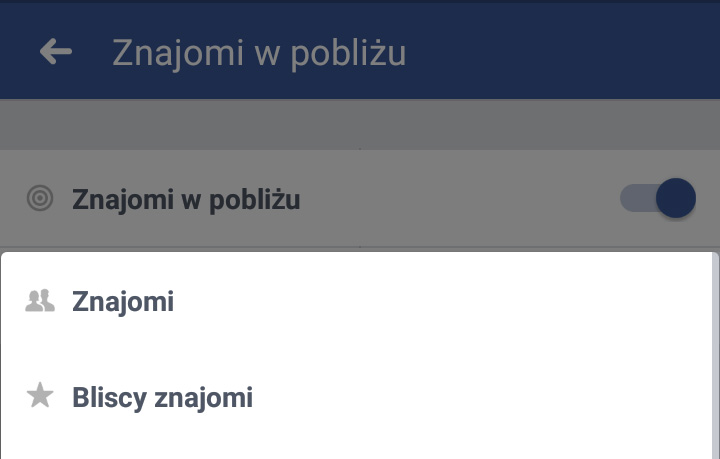 Włącz opcję znajomych w pobliżu i wybierz, dla kogo chcesz udostępniać lokalizację